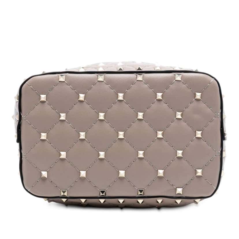 Valentino Small Leather Rockstud Spike Bucket Bag Brown Leather Good condition - Inside View