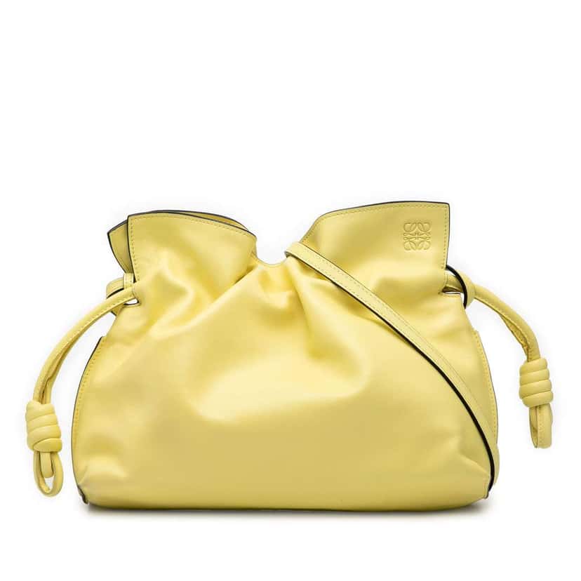 Loewe Medium Nappa Flamenco Knot Clutch Yellow Leather Good condition - Front View