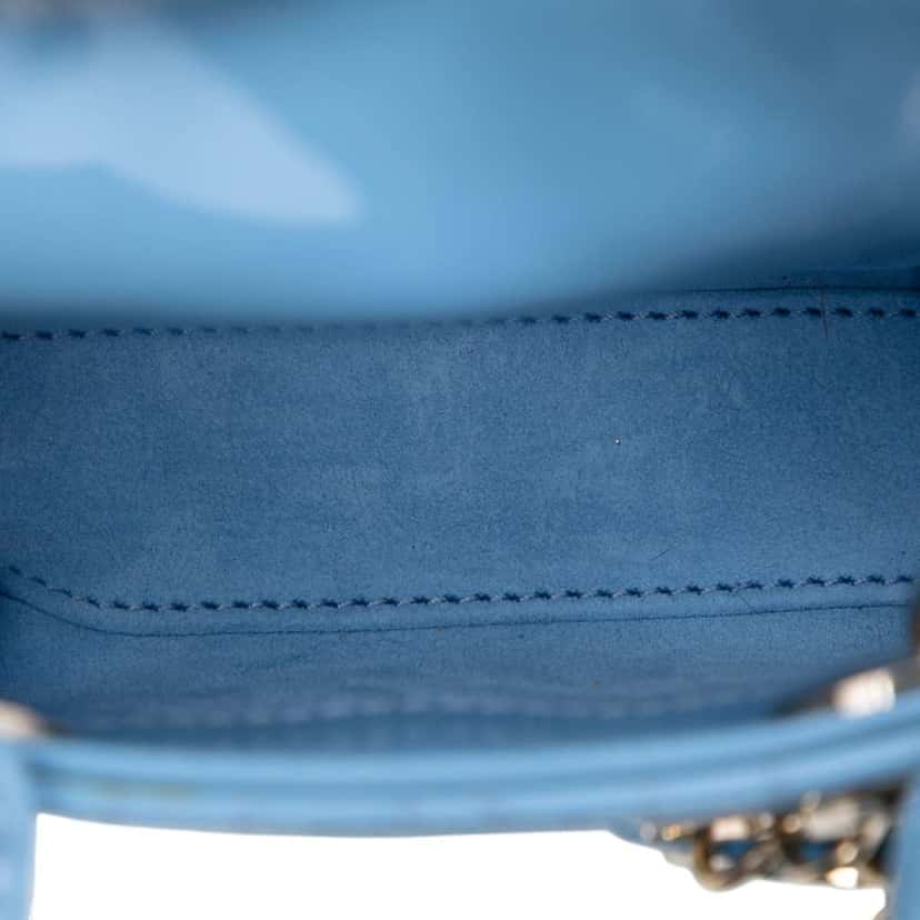 Dior Micro Patent Cannage Lady Dior Blue Leather Good condition - Model View
