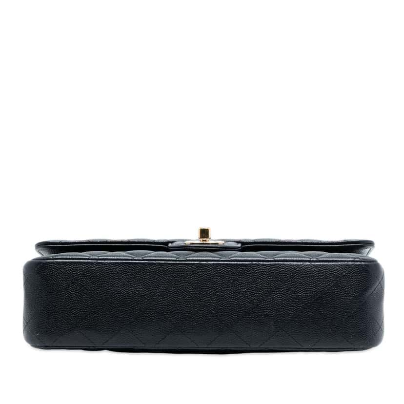 Chanel Medium Classic Caviar Double Flap Blue Leather Good condition - Inside View