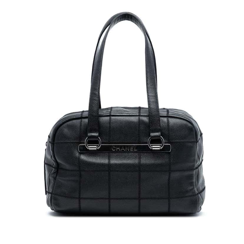 Chanel Choco Bar Caviar LAX Bowler Bag Black Leather Good condition - Front View