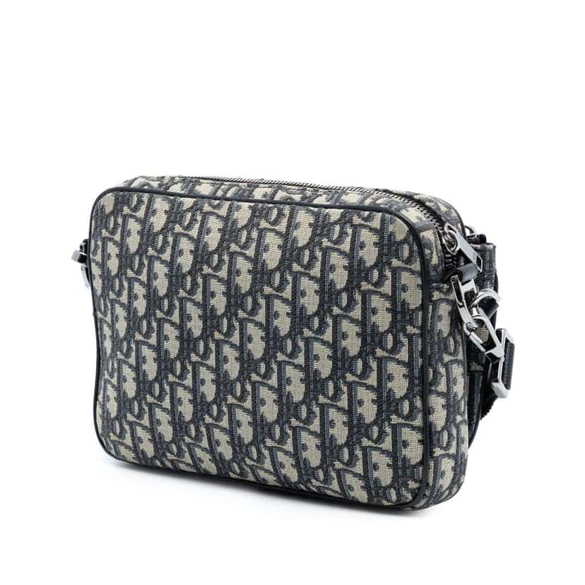 Dior Oblique Canvas Saddle Triple Pouch Blue Canvas Good condition - Back View