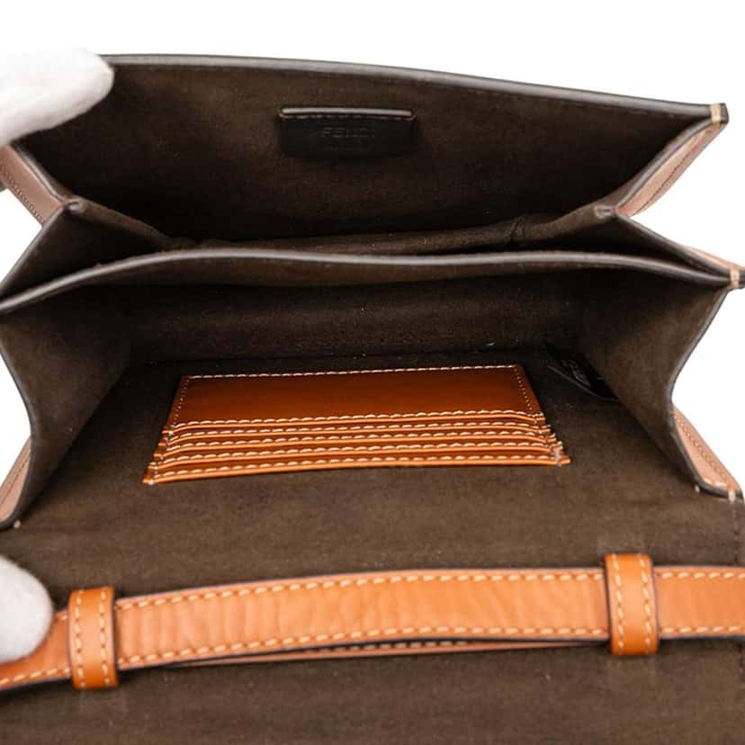 Fendi Leather Crystal Fab Crossbody Brown Leather Very good condition - Model View