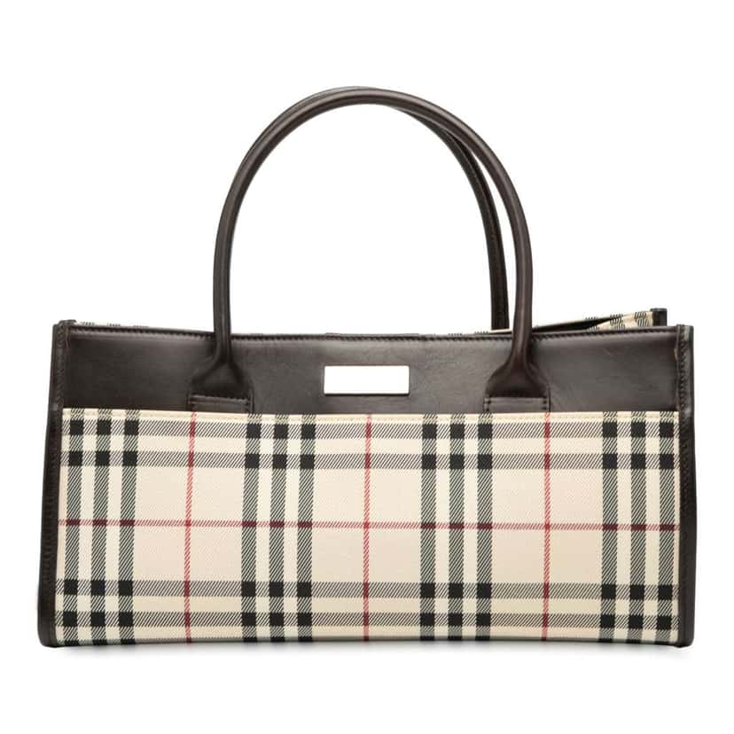 Burberry House Check Canvas Handbag Brown Canvas Good condition - Front View