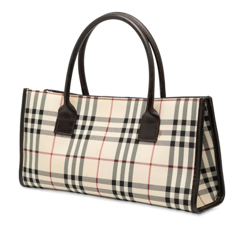Burberry House Check Canvas Handbag Brown Canvas Good condition - Back View
