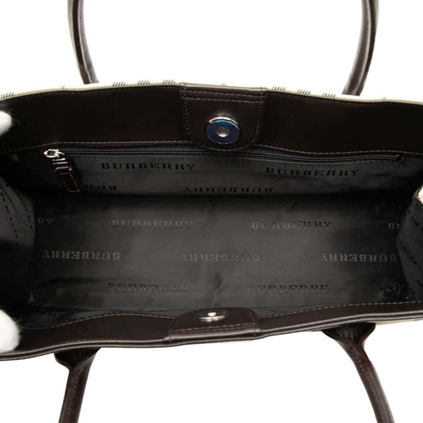 Burberry House Check Canvas Handbag Brown Canvas Good condition - Model View