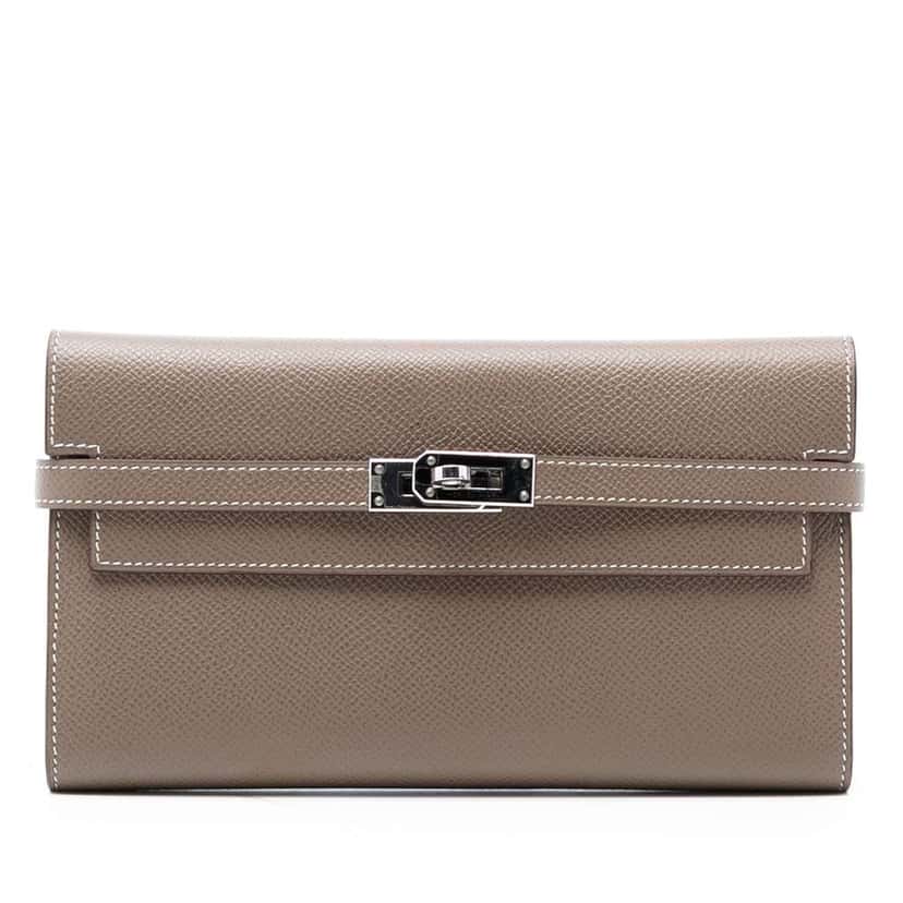 Hermès Epsom Kelly Longue Wallet Brown Leather Good condition - Front View