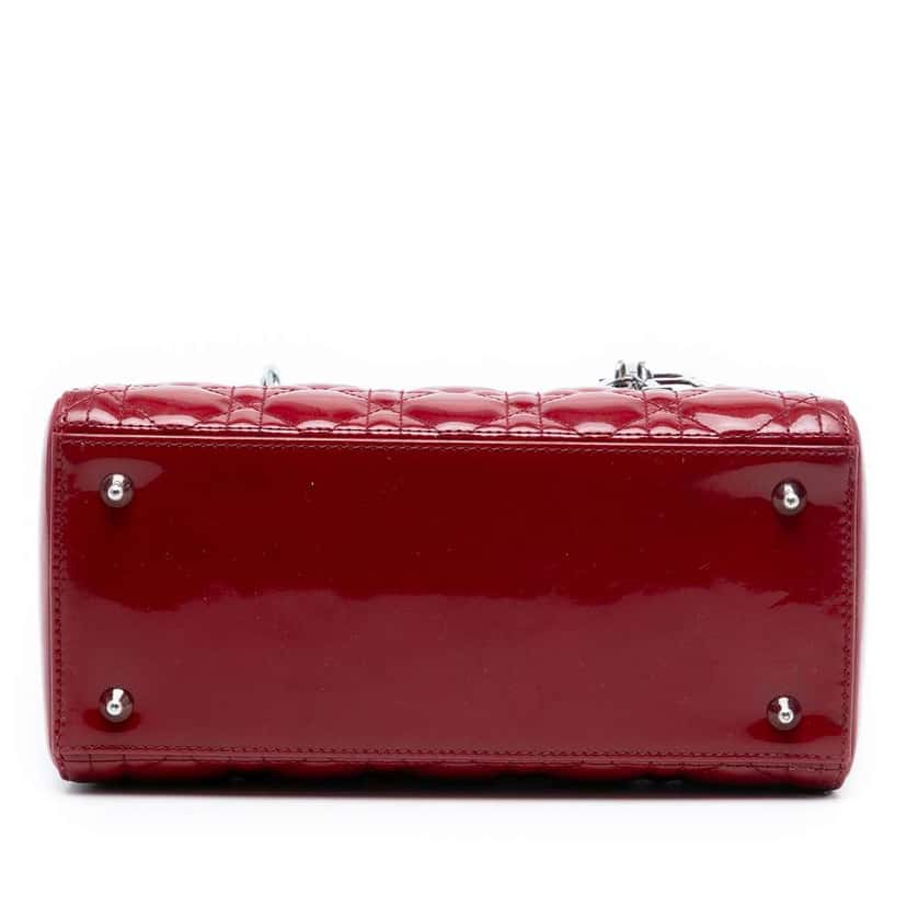 Dior Medium Patent Cannage Lady Dior Red Leather Good condition - Inside View