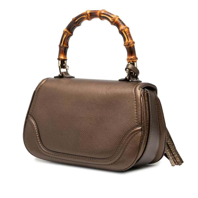 Gucci Medium Leather New Bamboo Satchel Brown Leather Very good condition - Back View