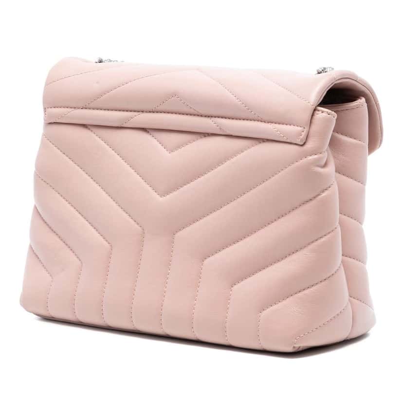 Saint Laurent Small Quilted Calfskin Monogram Loulou Chain Shoulder Bag Pink Leather Good condition - Back View