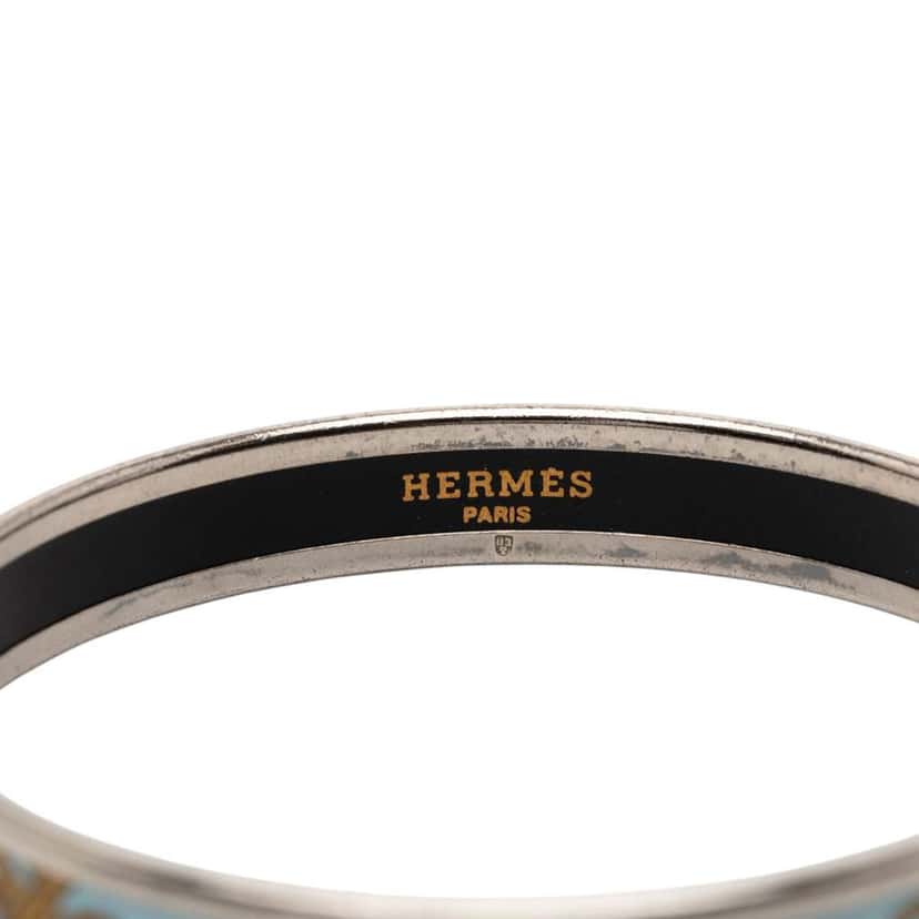 Hermès Narrow Grand Apparat Enamel Bangle 65 Blue Good condition - Box View