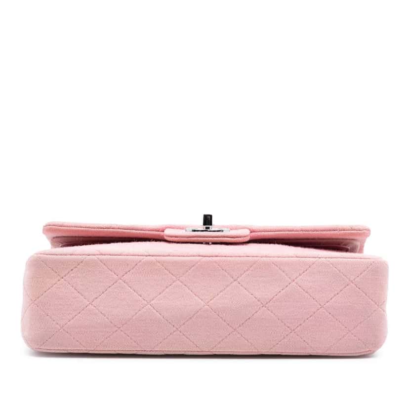 Chanel Small Classic Jersey Double Flap Pink Cotton Good condition - Inside View
