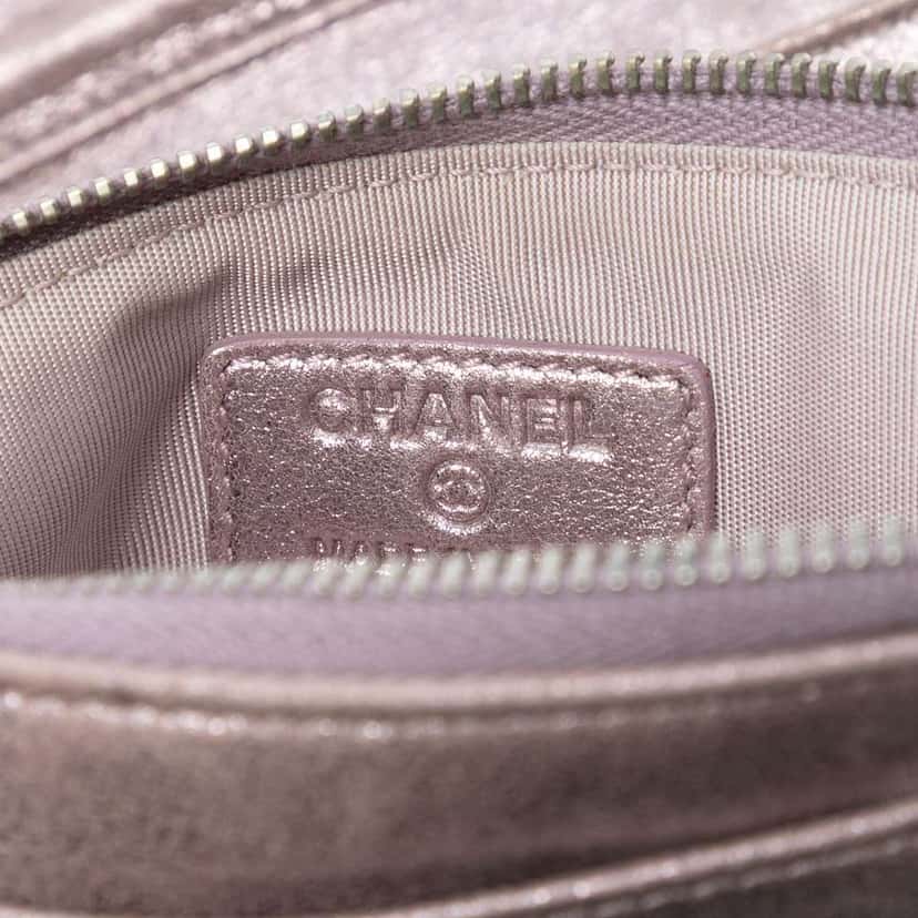 Chanel CC Quilted Metallic Lambskin Wallet On Chain Pink Leather Very good condition - Box View