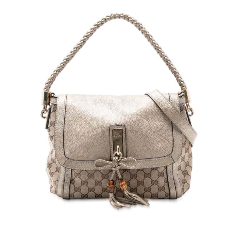 Gucci GG Canvas Bella Flap Satchel Brown Canvas Good condition - Front View