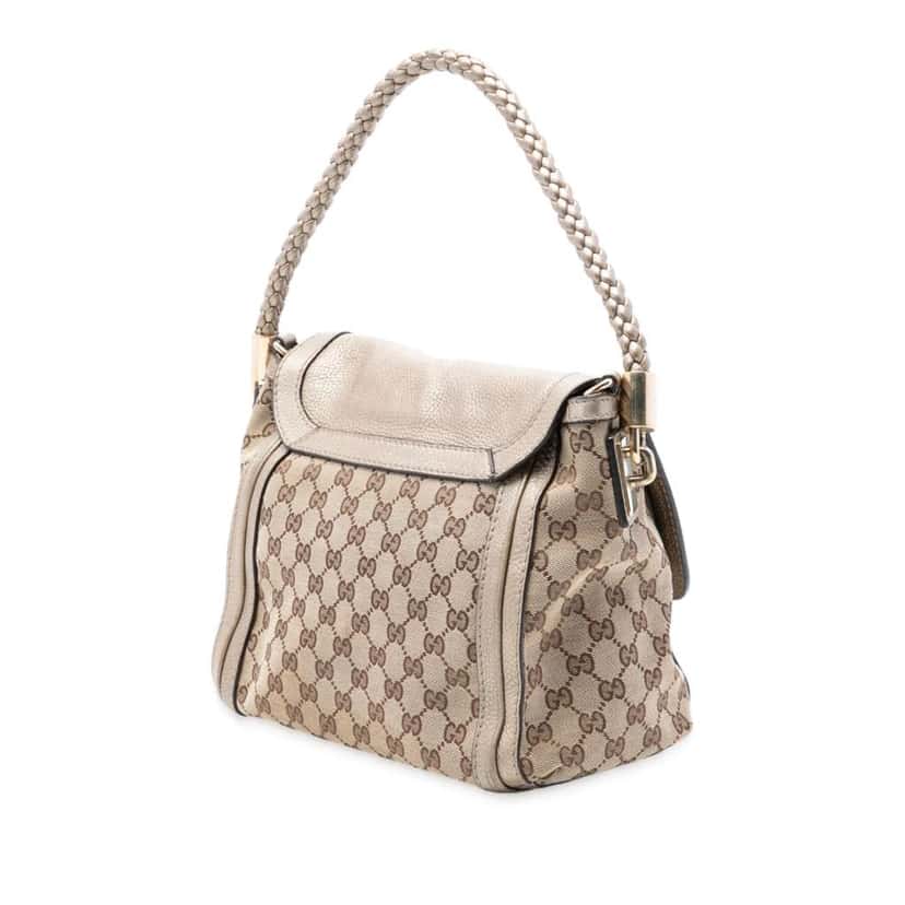 Gucci GG Canvas Bella Flap Satchel Brown Canvas Good condition - Back View