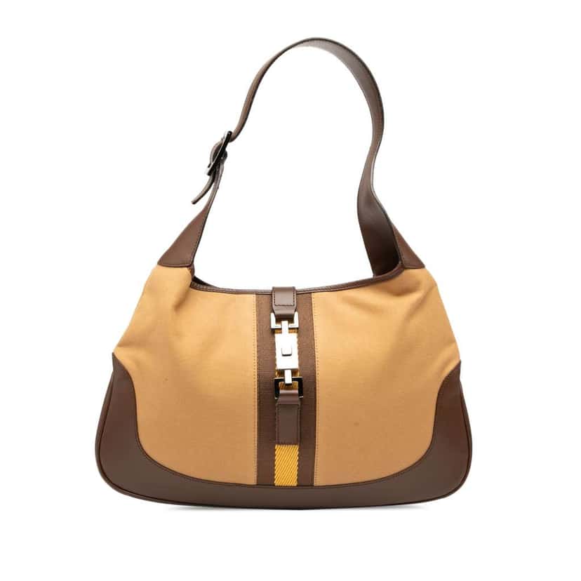 Gucci Canvas Web Jackie Shoulder Bag Brown Canvas Good condition - Front View