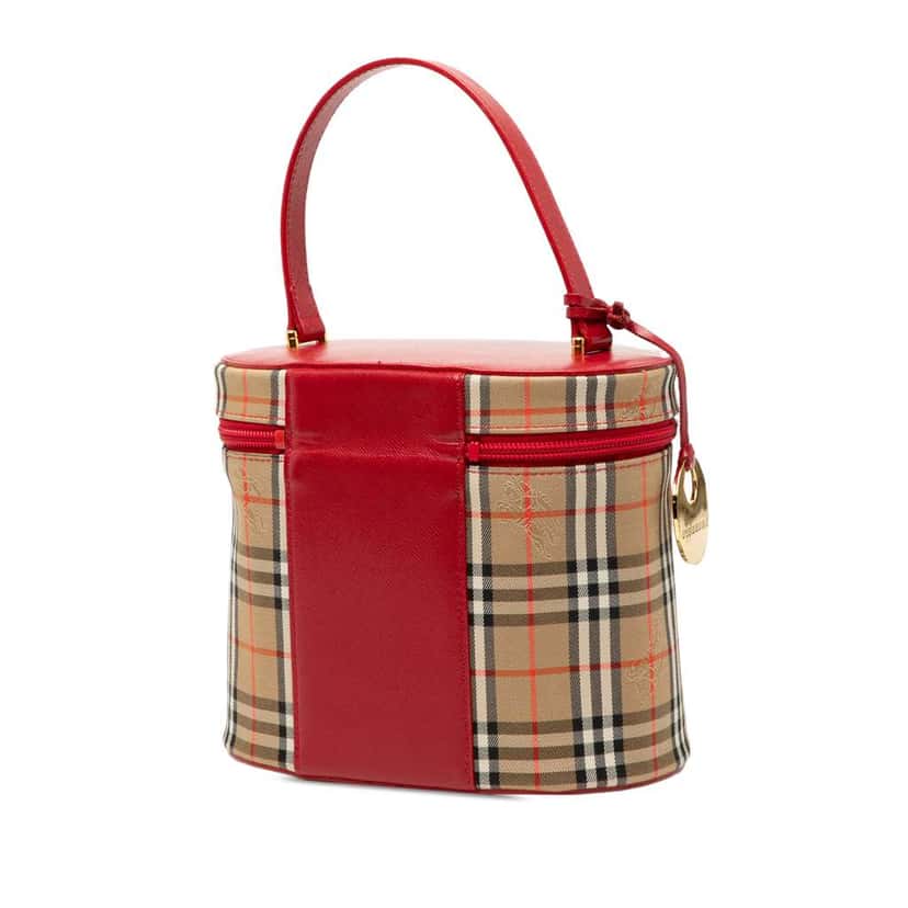 Burberry Haymarket Check Canvas Vanity Bag Brown Canvas Good condition - Back View