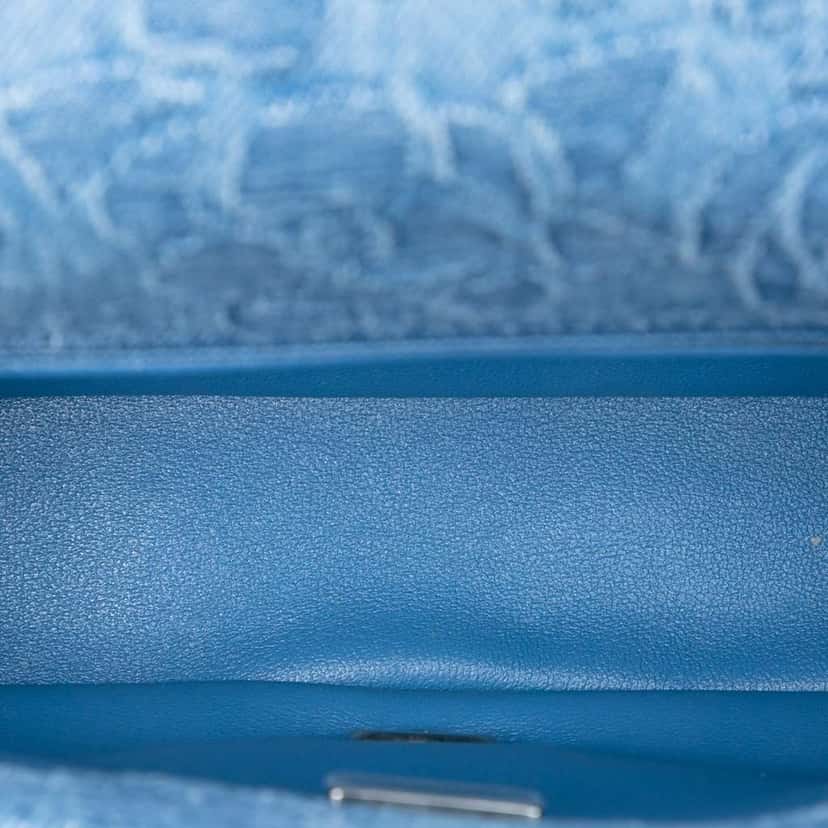 Chanel Mini Quilted Denim Camellia Sweetheart Flap Blue Denim Good condition - Model View