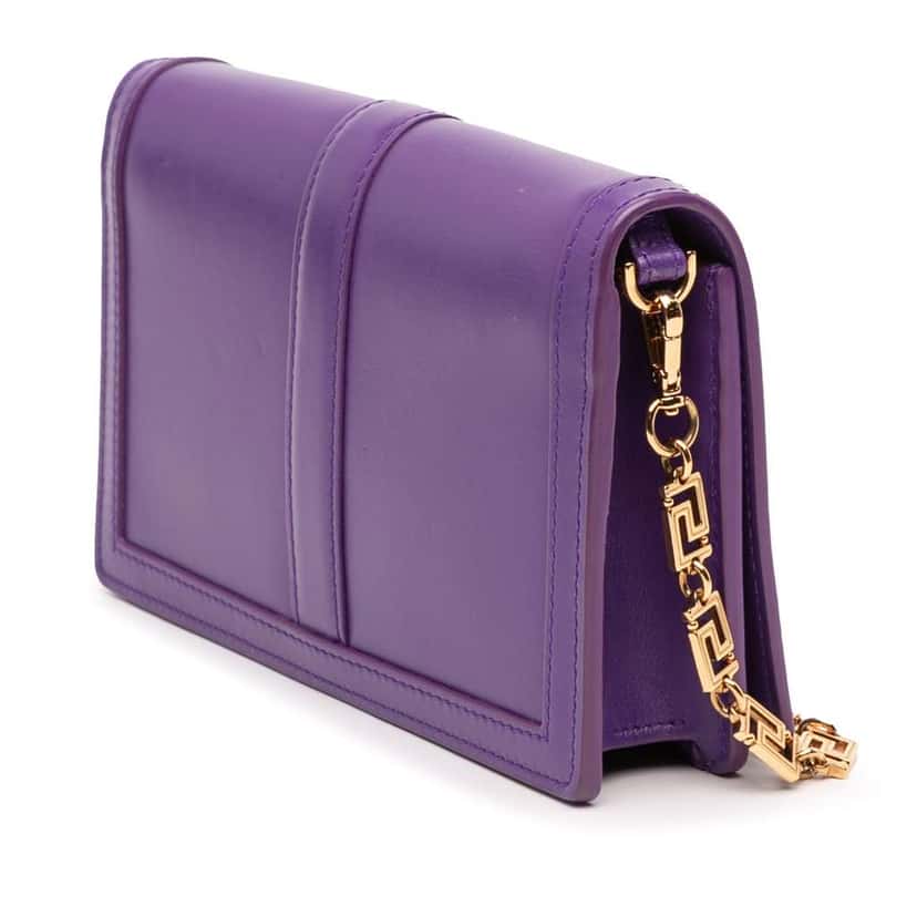 Versace Leather Greca Goddess Wallet on Chain Purple Leather Very good condition - Back View