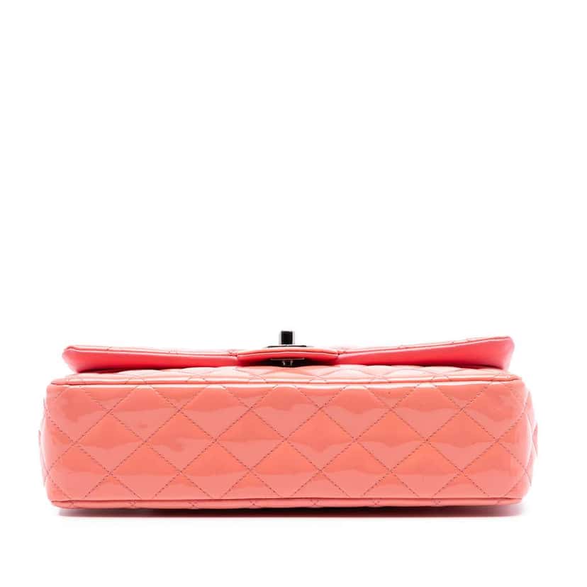 Chanel Medium Classic Patent Double Flap Pink Leather Good condition - Inside View