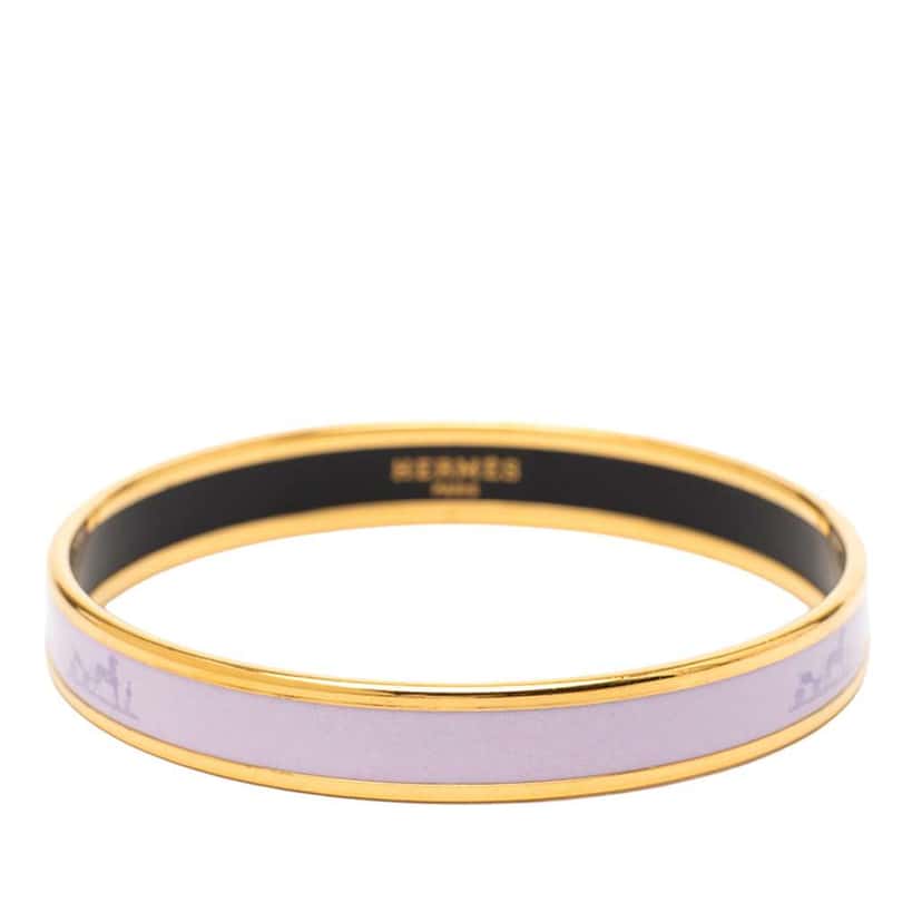 Hermès Narrow Enamel Caleche Bangle 70 Purple Good condition - Front View