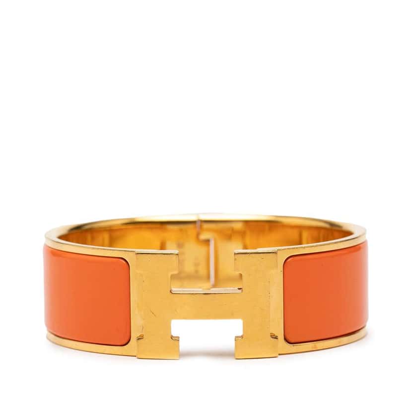 Hermès Wide Enamel Clic Clac H Bracelet PM Orange Good condition - Front View