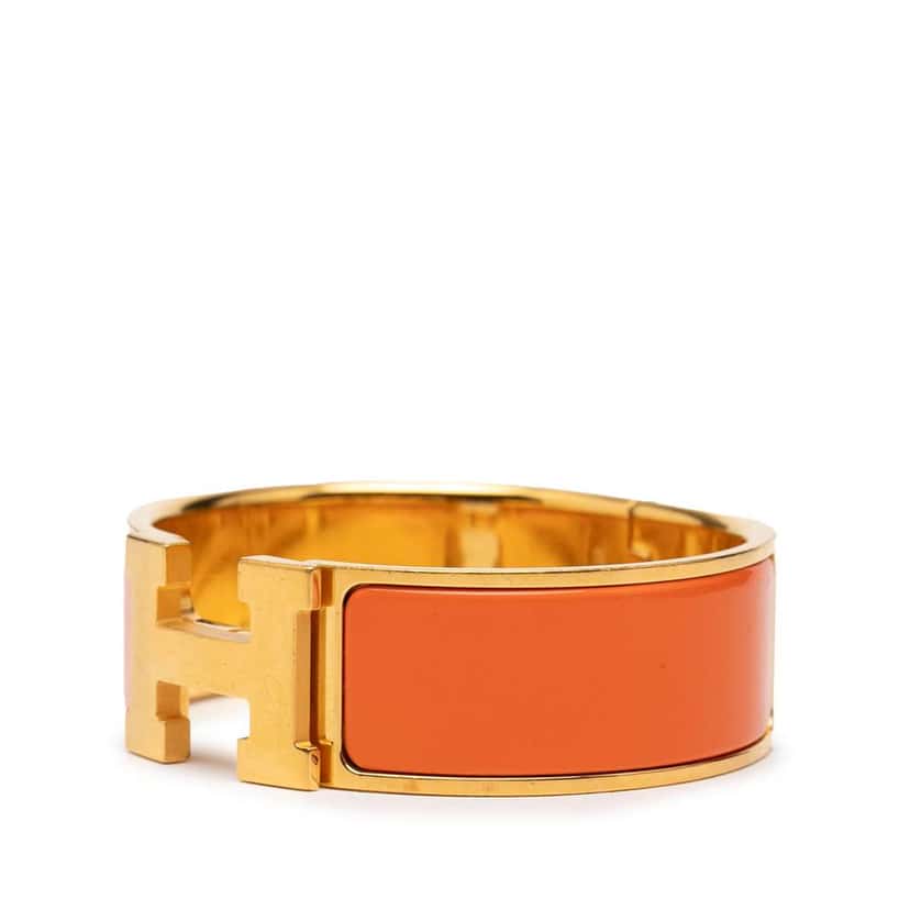 Hermès Wide Enamel Clic Clac H Bracelet PM Orange Good condition - Back View