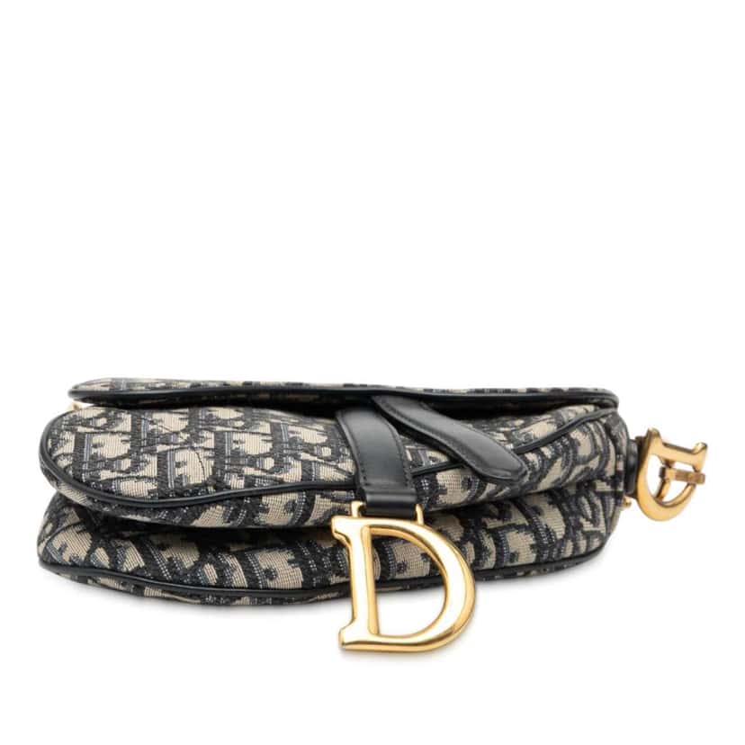 Dior Mini Oblique Canvas Saddle Bag Blue Canvas Very good condition - Inside View