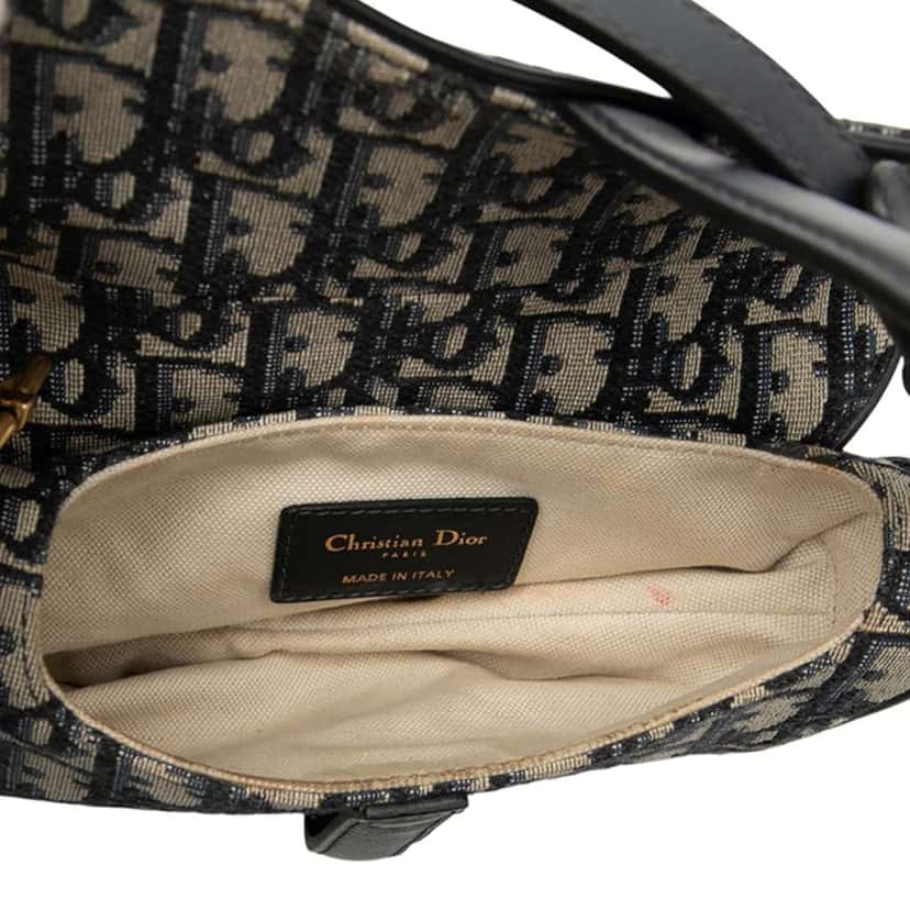 Dior Mini Oblique Canvas Saddle Bag Blue Canvas Very good condition - Model View