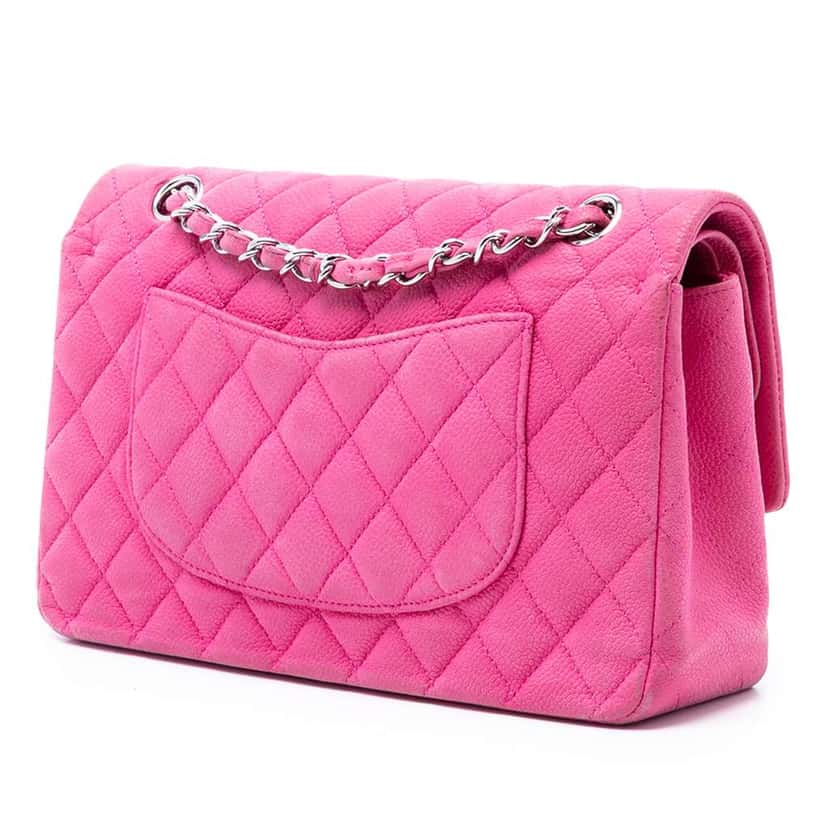 Chanel Medium Classic Caviar Double Flap Pink Leather Very good condition - Back View
