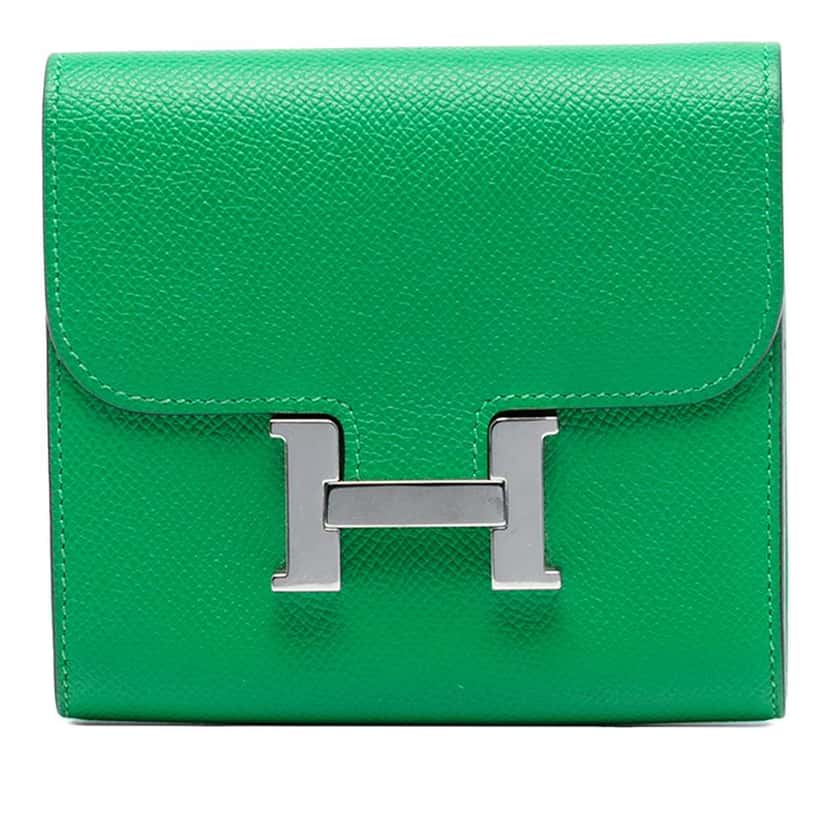 Hermès Epsom Constance Slim Wallet Green Leather Very good condition - Front View