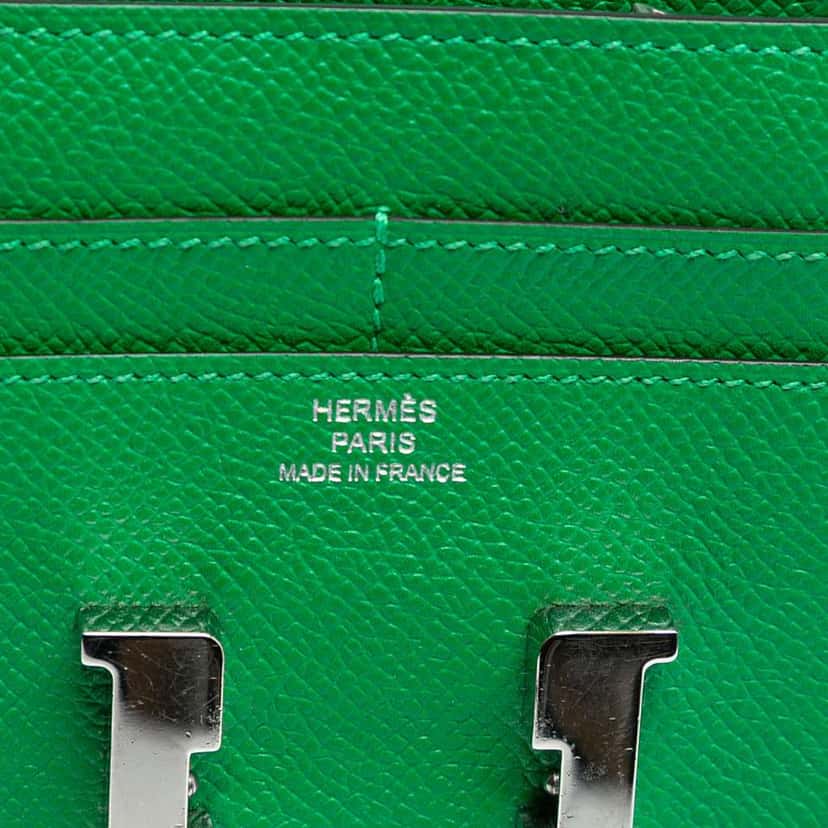Hermès Epsom Constance Slim Wallet Green Leather Very good condition - Box View