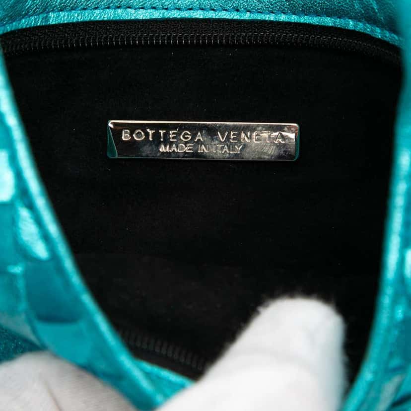 Bottega Veneta Metallic Nappa Intrecciato Hobo Blue Leather Good condition - Box View