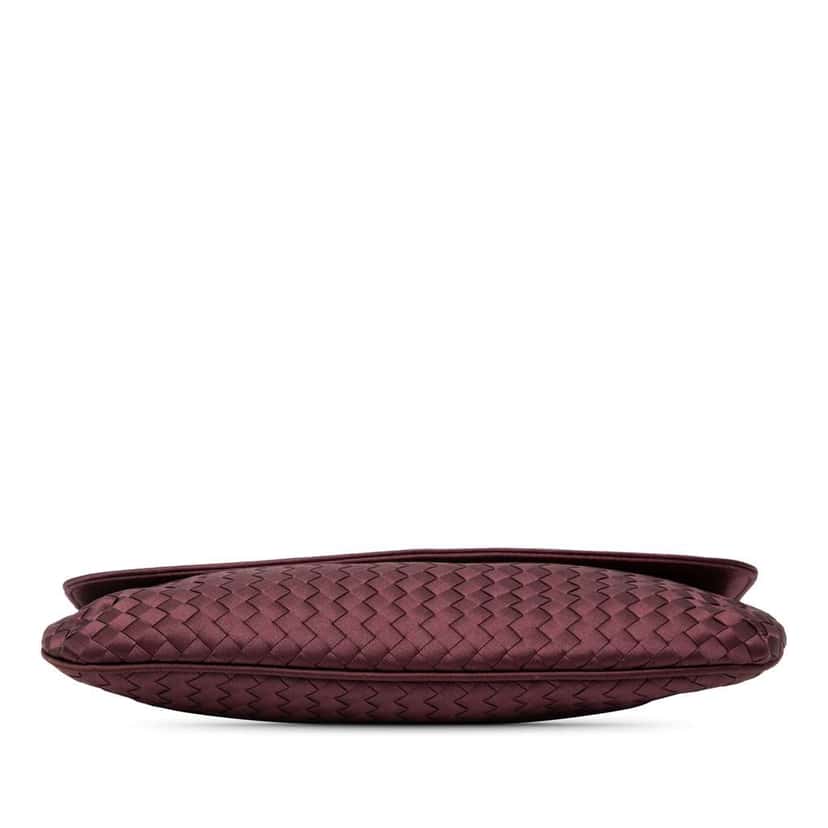 Bottega Veneta Satin Intrecciato Clutch Red Satin Good condition - Inside View
