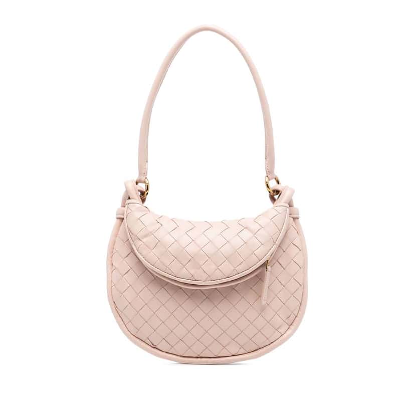 Bottega Veneta Small Nappa Intrecciato Gemelli Hobo Pink Leather Very good condition - Front View