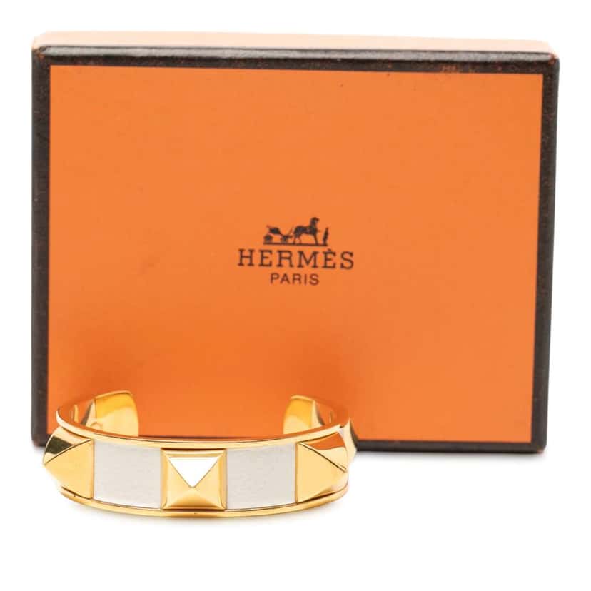 Hermès Gold Plated Medor Stud Bracelet Gold Metal Very good condition - Box View