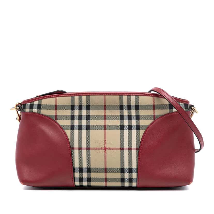Burberry Haymarket Check Coated Canvas Chichester Crossbody Brown Canvas Very good condition - Front View