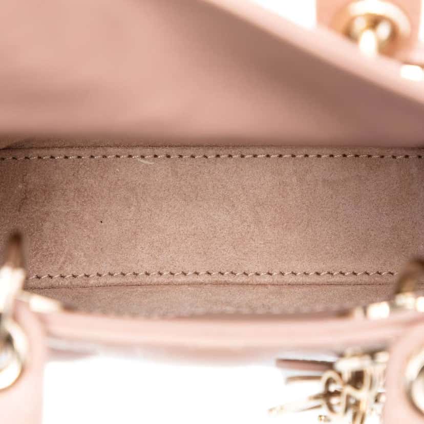 Dior Micro Lambskin Cannage Lady Dior Brown Leather Good condition - Model View