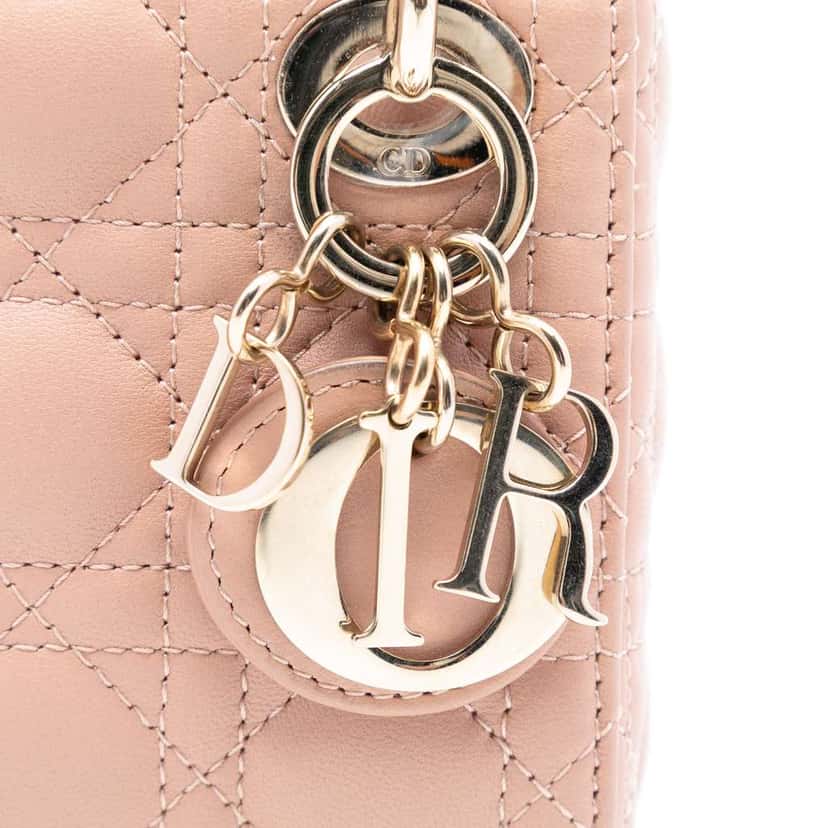 Dior Micro Lambskin Cannage Lady Dior Brown Leather Good condition - Box View