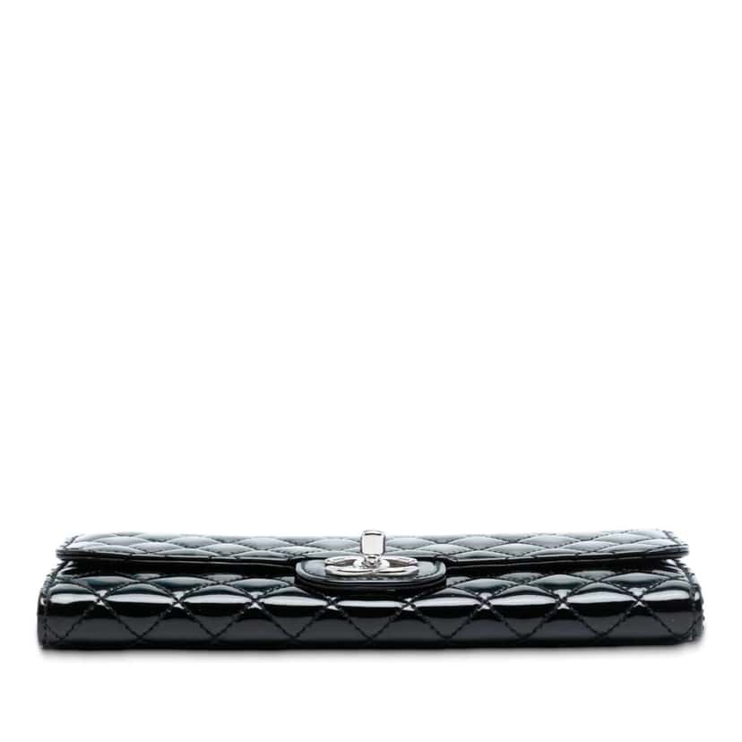 Chanel CC Quilted Patent East West Wallet On Chain Black Leather Good condition - Inside View