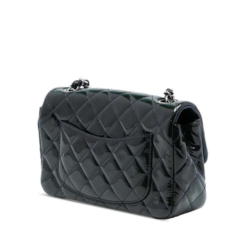 Chanel Mini Rectangular Classic Patent Single Flap Black Leather Very good condition - Back View