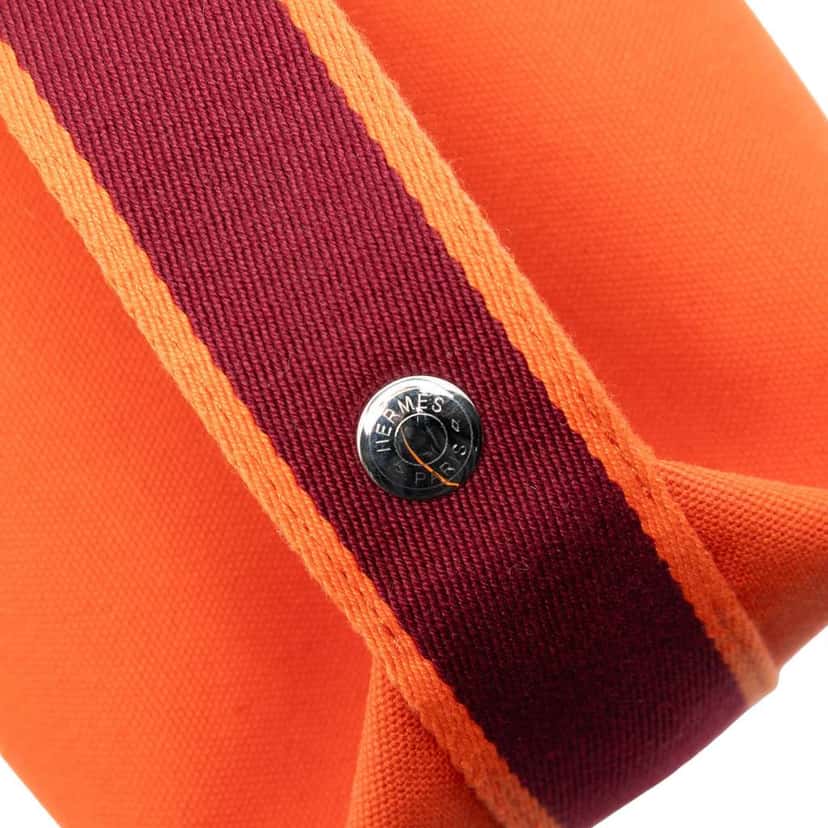 Hermès Small Toile Bride A Brac Case Orange Canvas Very good condition - Box View