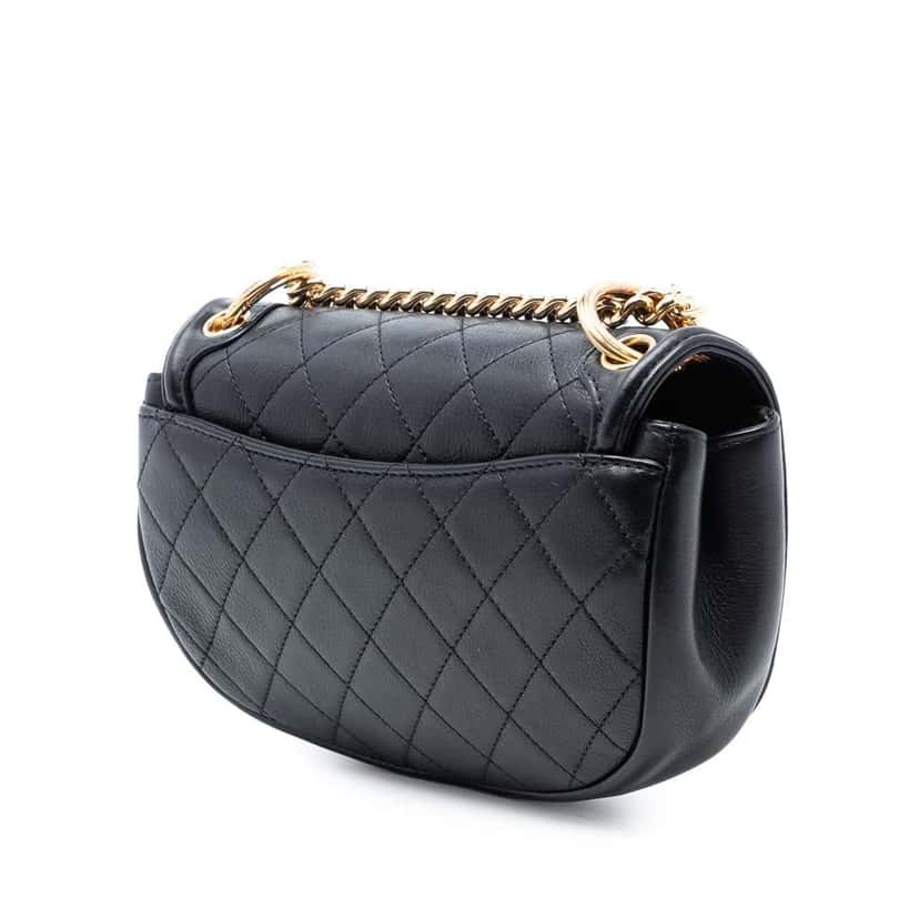Chanel Small Quilted Calfskin Underline Flap Black Leather Good condition - Back View