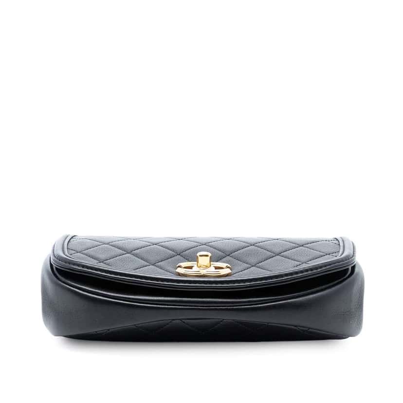 Chanel Small Quilted Calfskin Underline Flap Black Leather Good condition - Inside View