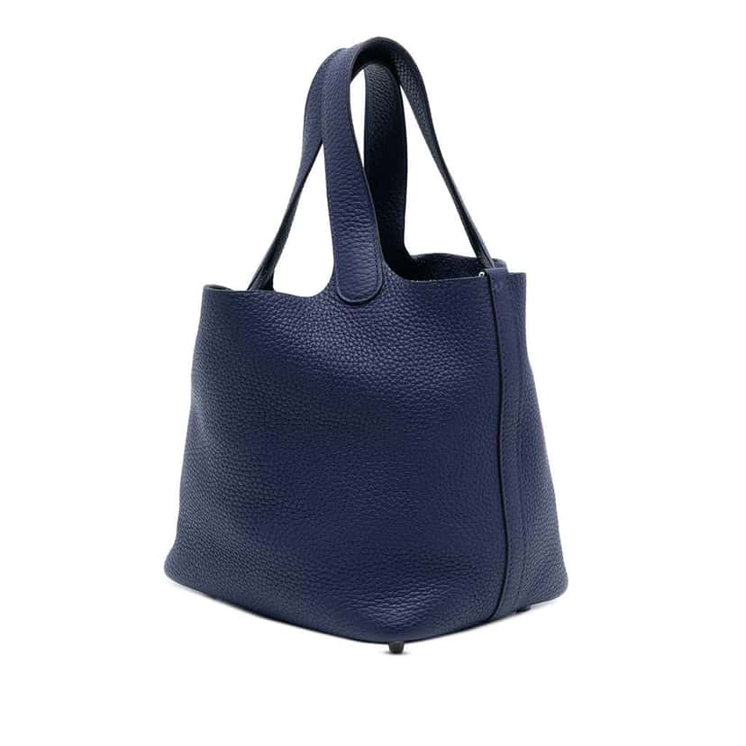 Hermès Clemence Picotin Lock 18 Blue Leather Good condition - Back View