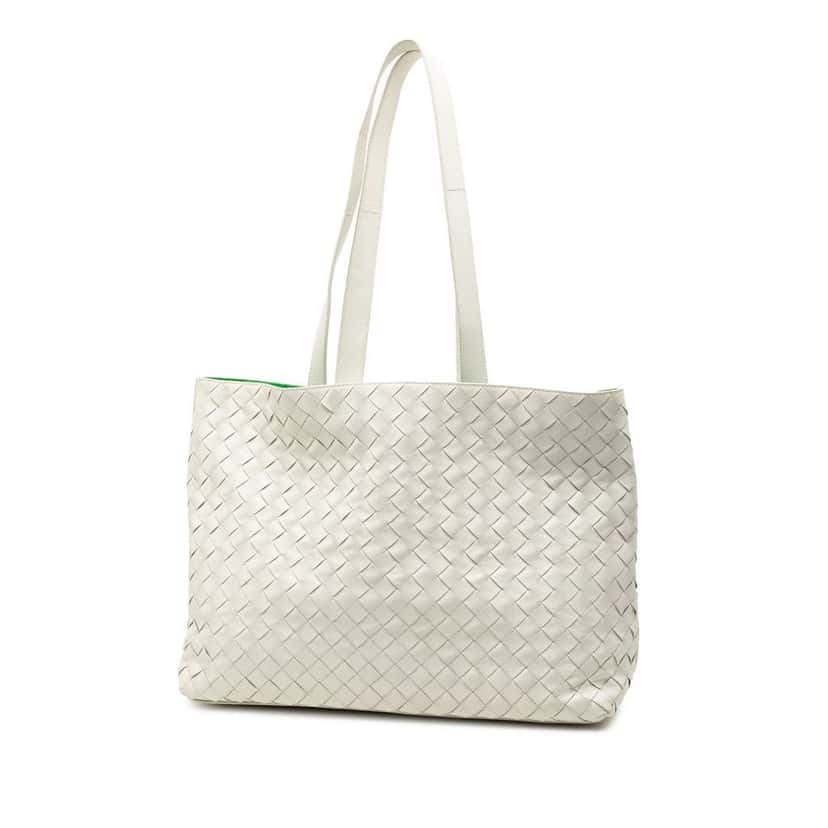 Bottega Veneta Medium Nappa Intrecciato East West Slot Tote White Leather Good condition - Back View
