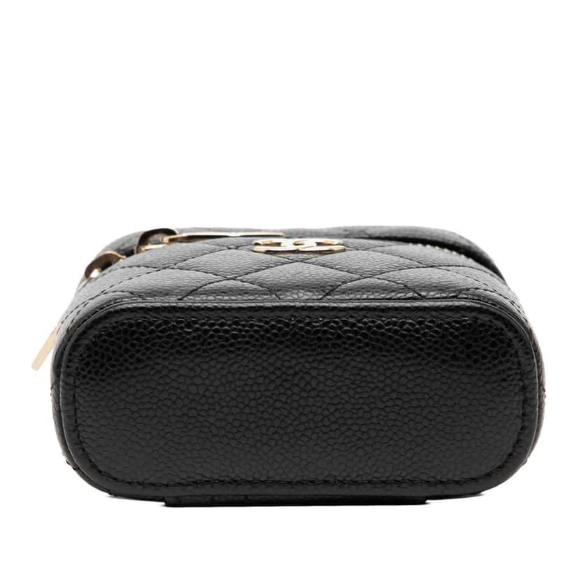 Chanel Mini Caviar Handle with Care Vanity Case Black Leather Good condition - Inside View