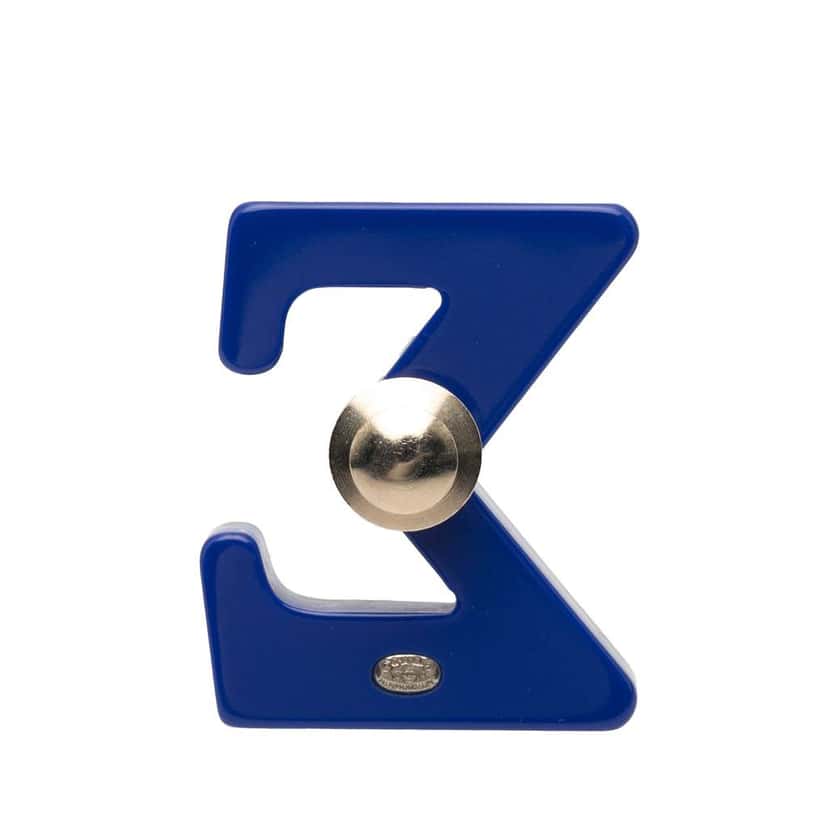 Chanel Resin Glitter Crystal Sigma Brooch Blue Good condition - Back View