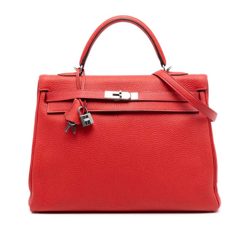 Hermès Togo Kelly II Retourne 35 Red Leather Good condition - Front View