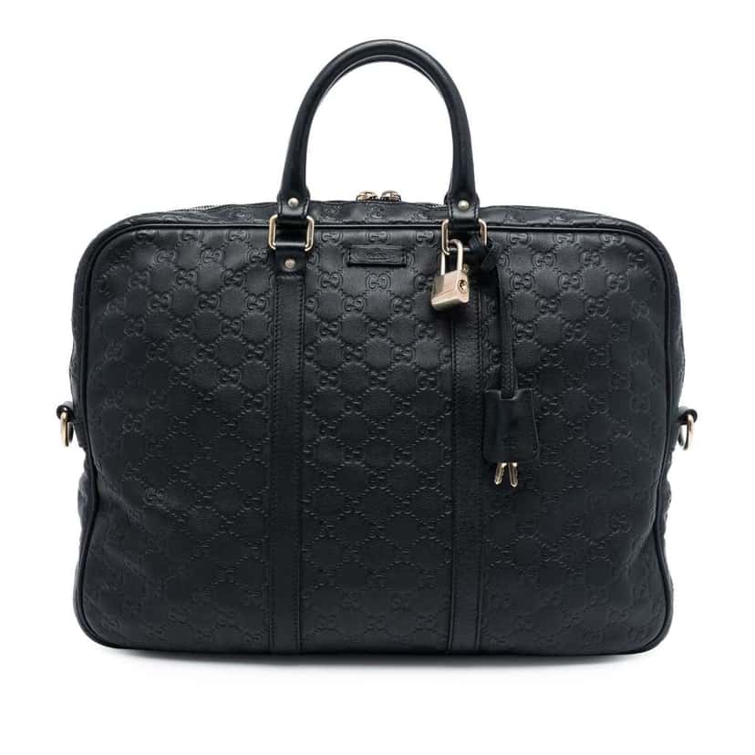 Gucci Guccissima Business Bag Black Leather Good condition - Front View